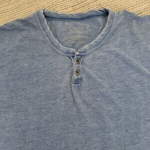 LUCKY Brand T-Shirt Mens Large Blue Venice Burnout Henley Lightweight